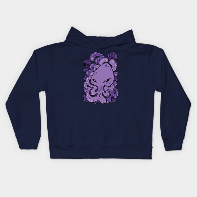 Octopus Squid Kraken Cthulhu Sea Creature - Ultra Violet Purple Kids Hoodie by BigNoseArt